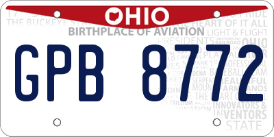 OH license plate GPB8772