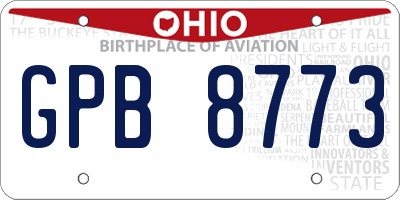 OH license plate GPB8773