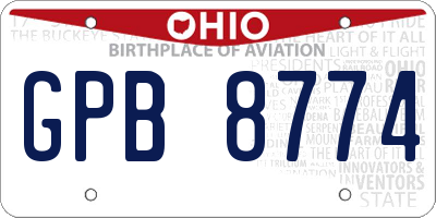 OH license plate GPB8774