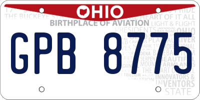 OH license plate GPB8775