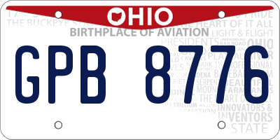 OH license plate GPB8776