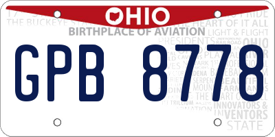OH license plate GPB8778