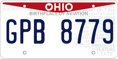 OH license plate GPB8779