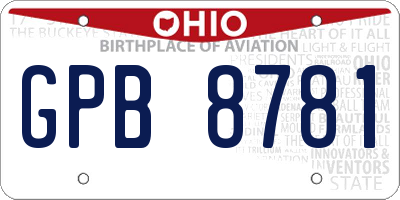 OH license plate GPB8781