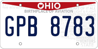 OH license plate GPB8783