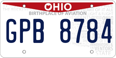OH license plate GPB8784