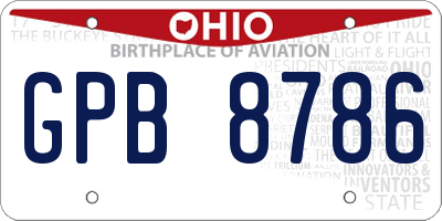 OH license plate GPB8786