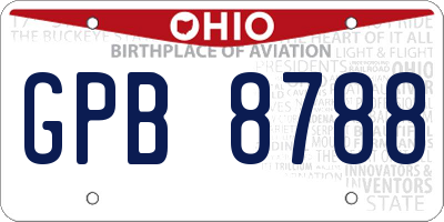 OH license plate GPB8788