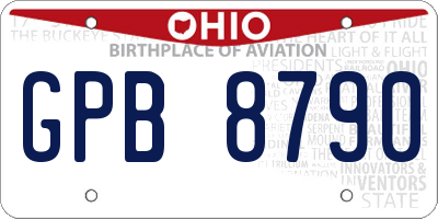 OH license plate GPB8790