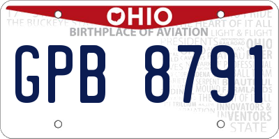 OH license plate GPB8791