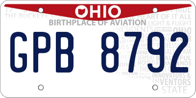 OH license plate GPB8792