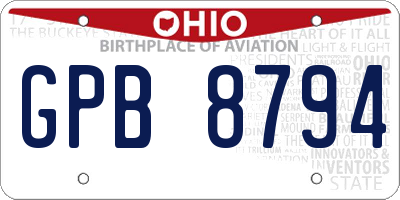 OH license plate GPB8794