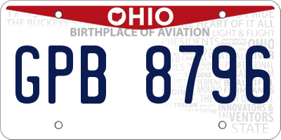 OH license plate GPB8796