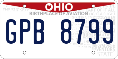 OH license plate GPB8799