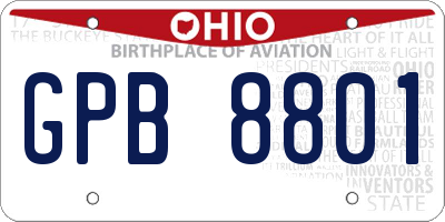OH license plate GPB8801