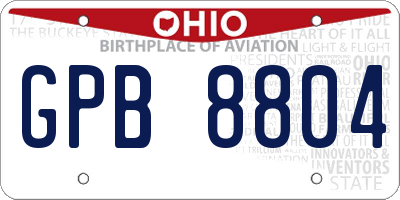 OH license plate GPB8804