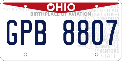 OH license plate GPB8807