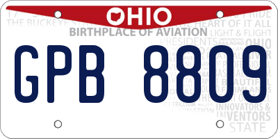 OH license plate GPB8809
