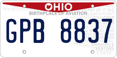 OH license plate GPB8837