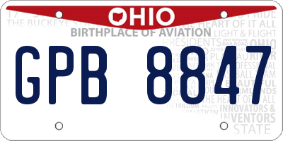 OH license plate GPB8847