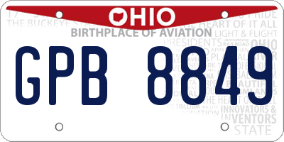 OH license plate GPB8849