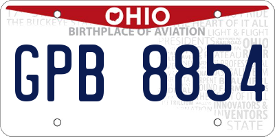 OH license plate GPB8854