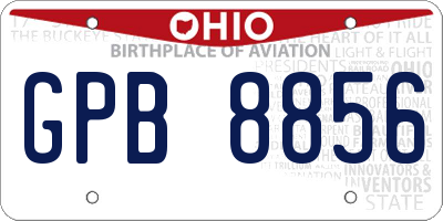 OH license plate GPB8856