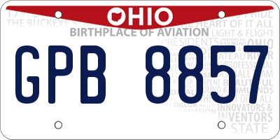 OH license plate GPB8857