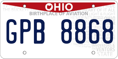 OH license plate GPB8868