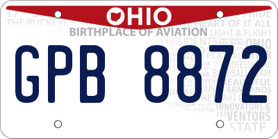 OH license plate GPB8872