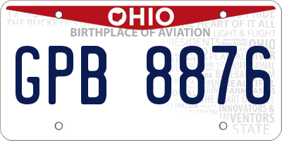 OH license plate GPB8876