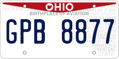 OH license plate GPB8877