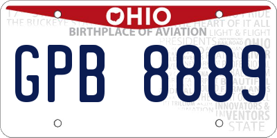 OH license plate GPB8889