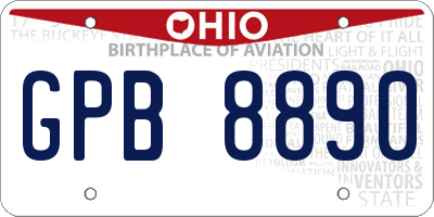OH license plate GPB8890