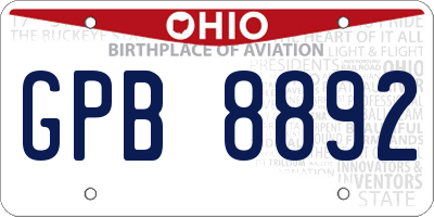 OH license plate GPB8892