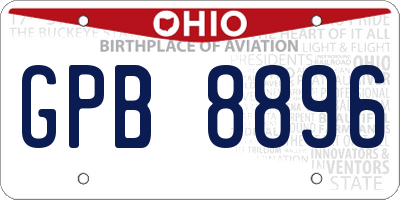 OH license plate GPB8896