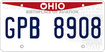 OH license plate GPB8908