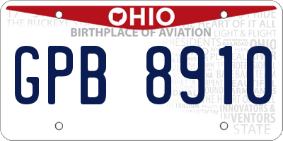 OH license plate GPB8910