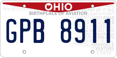 OH license plate GPB8911