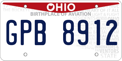 OH license plate GPB8912