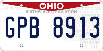 OH license plate GPB8913