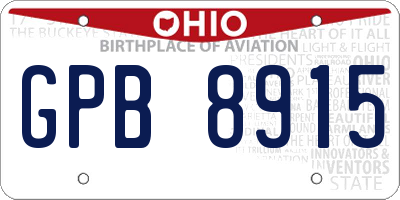 OH license plate GPB8915
