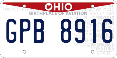 OH license plate GPB8916
