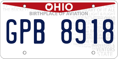 OH license plate GPB8918