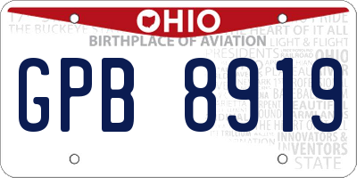 OH license plate GPB8919