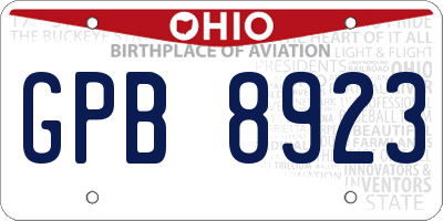 OH license plate GPB8923