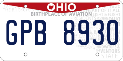OH license plate GPB8930