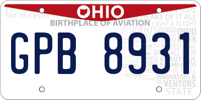 OH license plate GPB8931