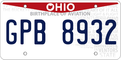 OH license plate GPB8932