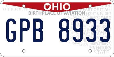 OH license plate GPB8933